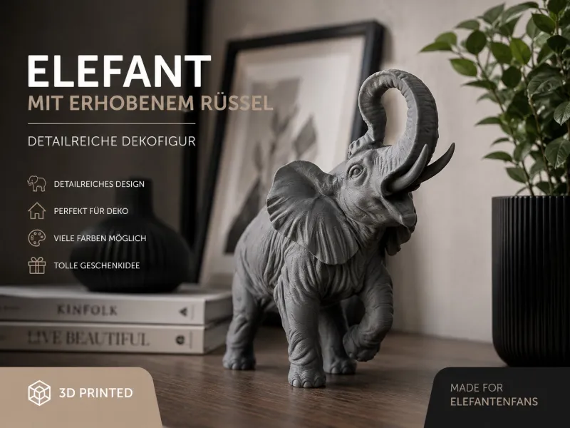 Elefant mit erhobenem Rüssel – Dekorative Elefantenfigur