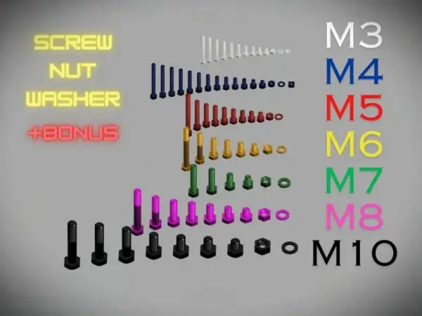 Screw Set M3 M4 M5 M6 M7 M8 M10, ISO 4017