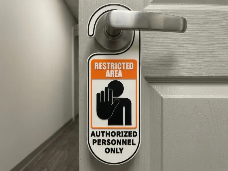 Colgador de Puerta – Área Restringida