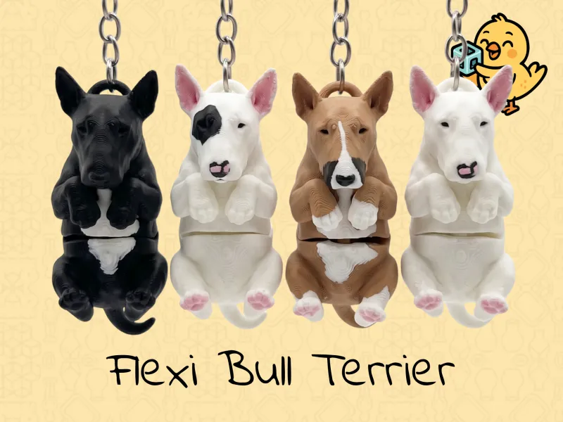Llavero de Perro Bull Terrier – Juguete Articulado Flexible y Adorable