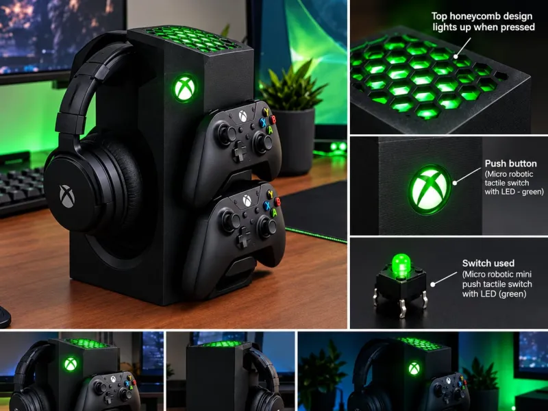 Suporte para Headset e Controle com Luz Xbox
