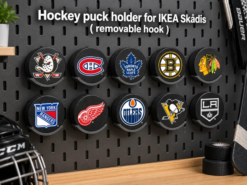 Hockey puck holder for Ikea Skadis ( removable hook )