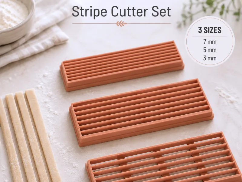 ストライプカッターセット、3-5-7mm、ケーキ・クレイ・ポリマークレイ用カッターツール