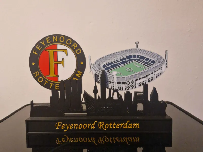 Feyenoord Rotterdam with Stadium & City of Rotterdam Skyline