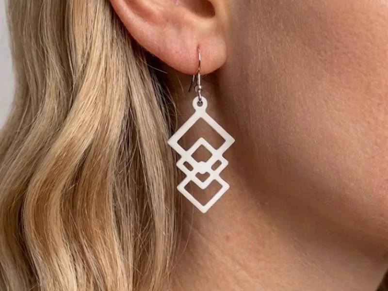 Pendiente 3D Simple A03 - Diseño de Joyería - Moda de Joyas