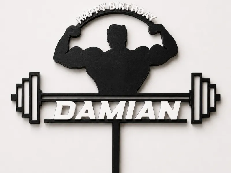 Happy Birthday Damian - Body Builder Cake Topper