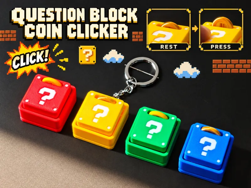 Juguete antiansiedad de clic de bloque de interrogación de Mario con moneda de oro