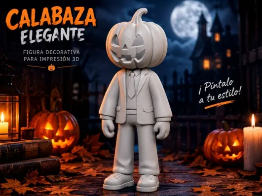 🎃 Calabaza Elegante – Figura de Halloween para imprimir en