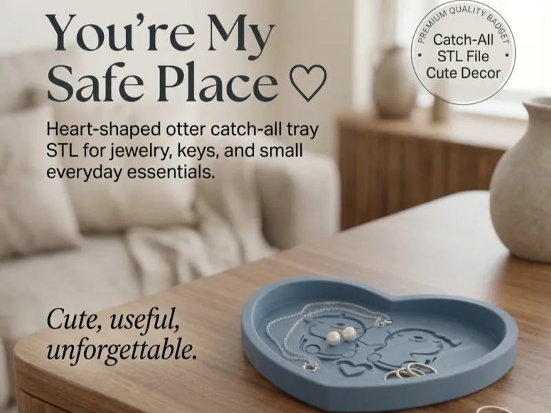 Otter Love Catch-All Tray, Heart-Shaped Otter in Love Key