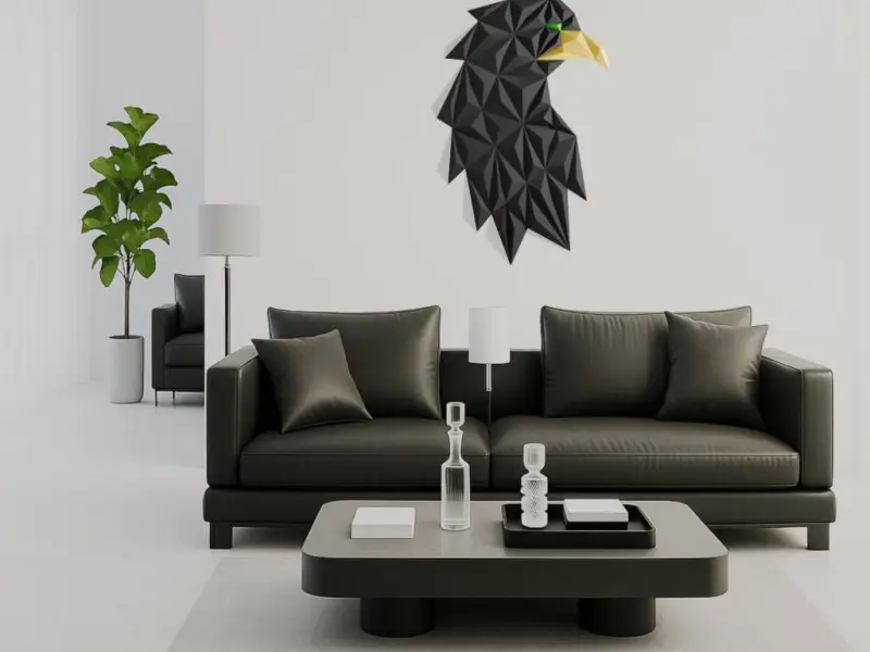 Geometrik kartal (veya karga) kafası duvar sanatı