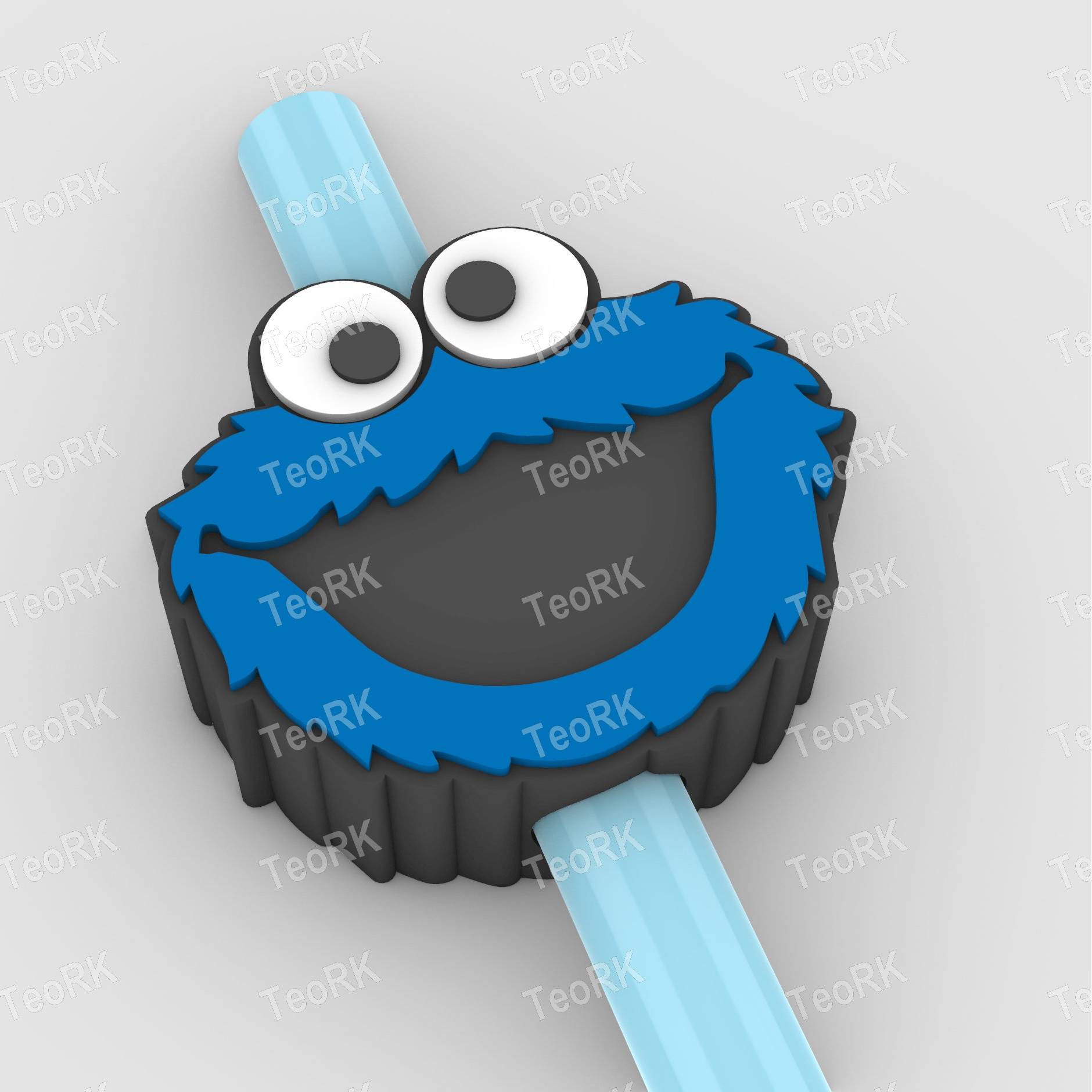 Straw Topper COOKIE MONSTER FACE - ELMO - MUPPETS