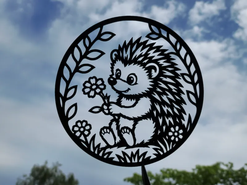 Cute Hedgehog With Flowers 2D Wall Art