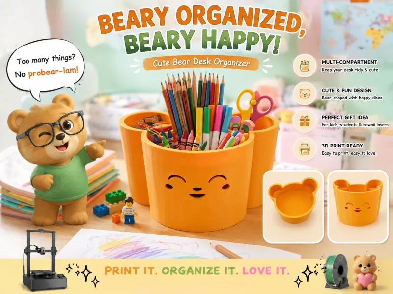 Beary Organized! Cute Bear Desk Organizer