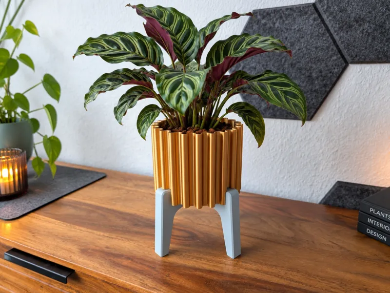 🪴 Moderne 3D-geprinte bloempot met puzzelstandaard
