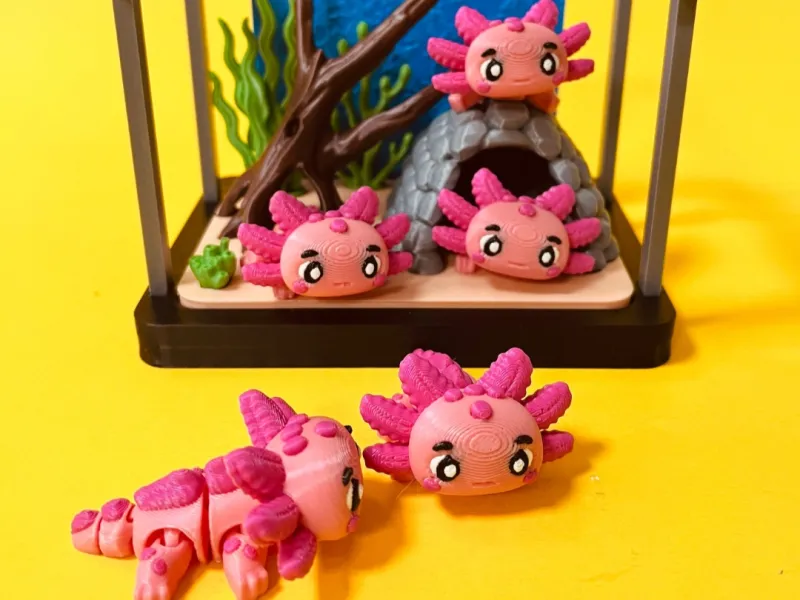 Flexi Axolotl And Diorama Playset
