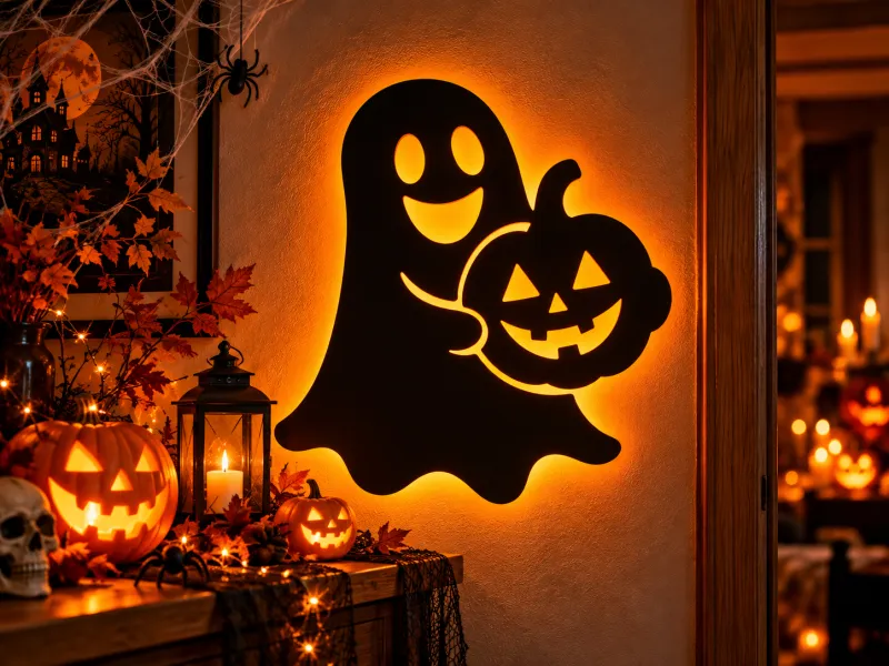 Cute Halloween Ghost & Pumpkin Wall Art – Happy Jack O’ Lant