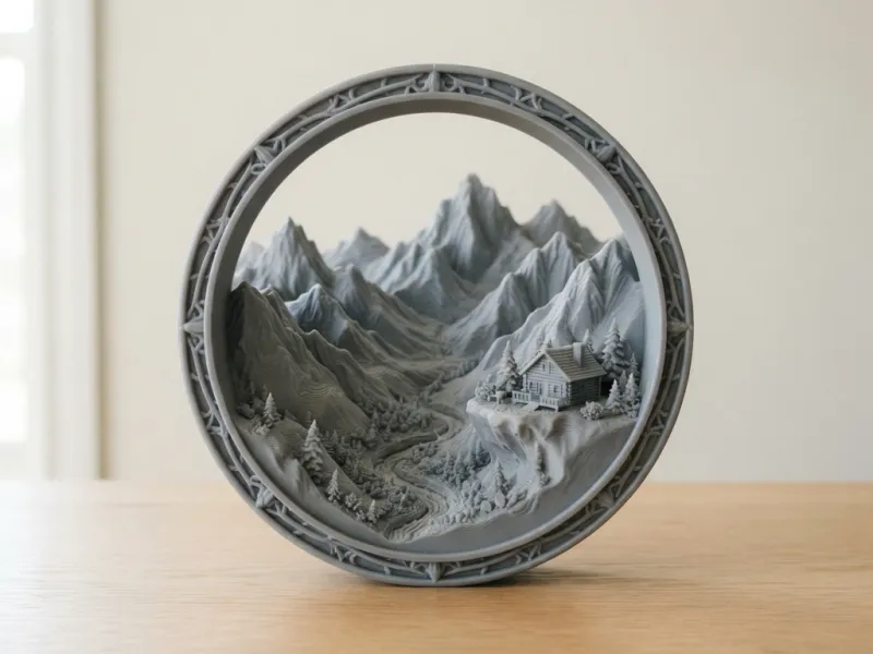 Mountain in Circular Frame