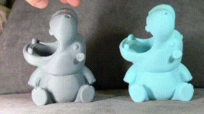 Très mignonne mini-poubelle de bureau « Hippopotame », tête rotative à 360°