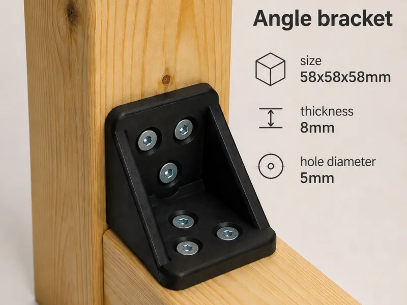 90° Angle Bracket for 60mm Timber | Hex Nut & Countersunk Ve