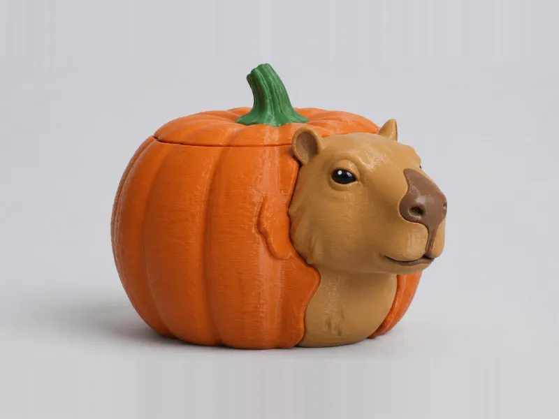 Capybara Pumpkin - Halloween Treat Jar with Lid