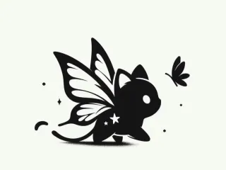 WallArt - Cat with Butterfly