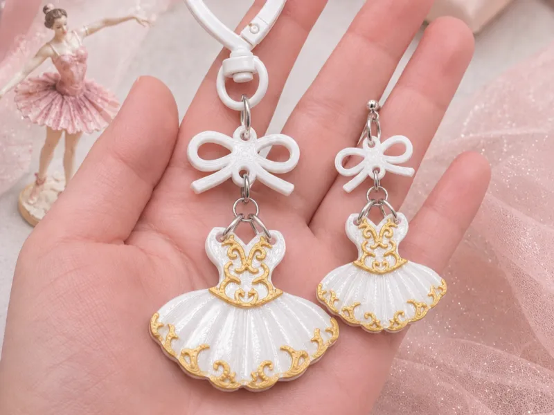 Boucles d'oreilles et porte-clés Robe de Ballet Belle