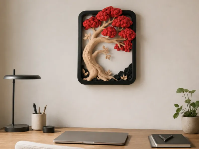 Red Tree of Life Relief Sculpture