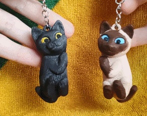 Pair of Cat Keychains-0