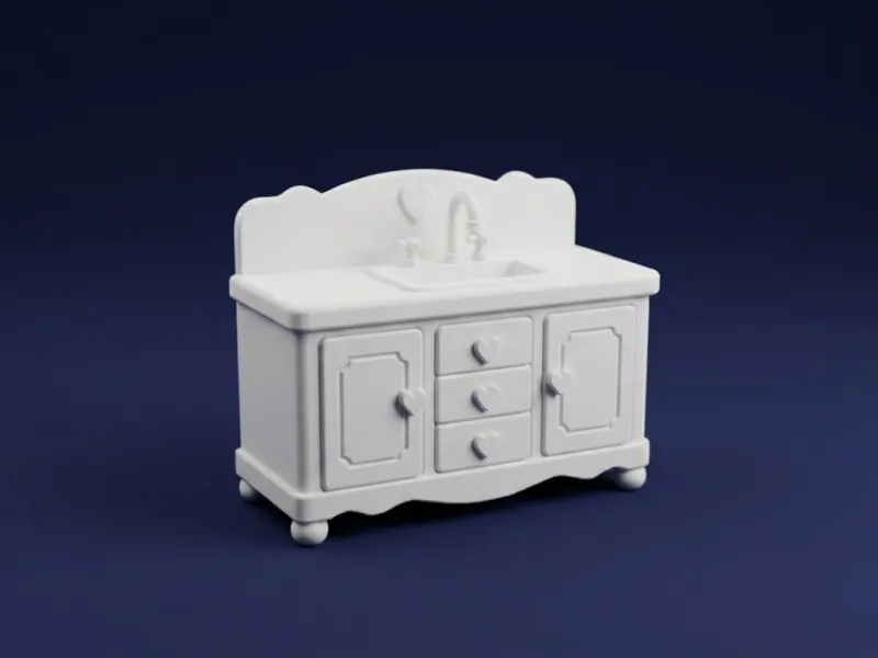 Double Bathroom Vanity Sink Cabinet 3D Model
