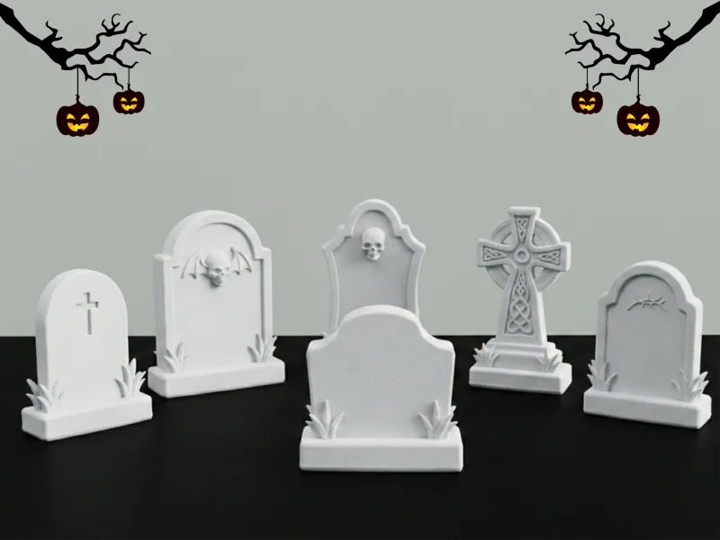 Set di Lapidi di Halloween - 6 Lapidi Spettrali