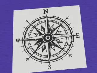 Compass rose vintage navigation black white design