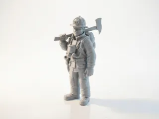 Fireman With Axe Figurine Emergency Hero 3D Printable