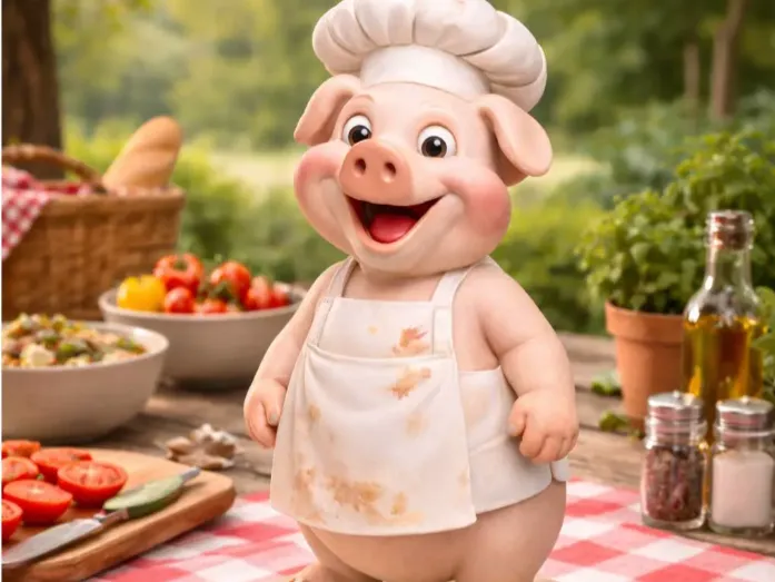 Pig Chef STL File for 3D Printing, Cute Kitchen Decor