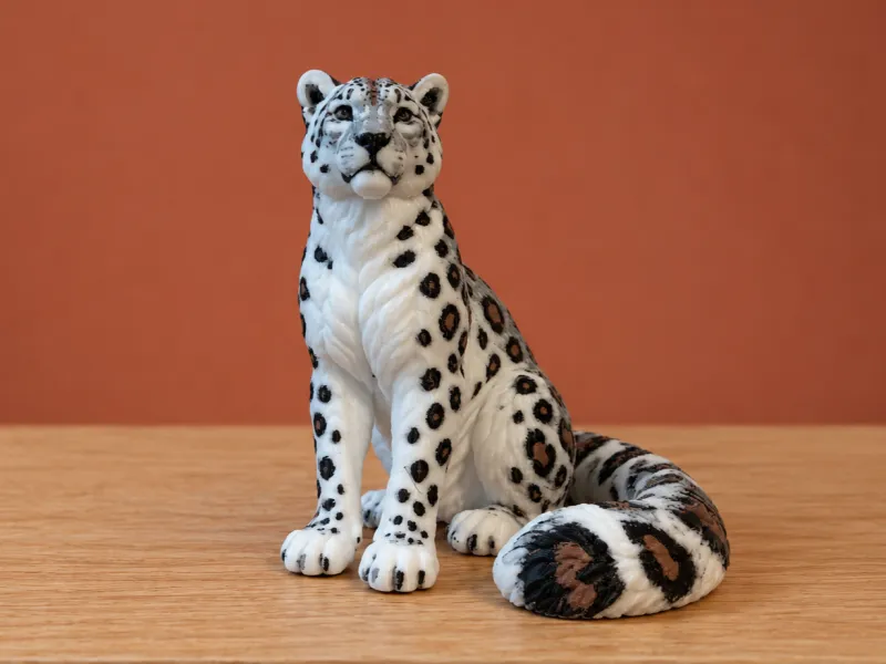 Realistic Snow Leopard Wildlife Figurine