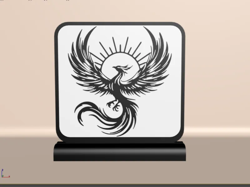 Phoenix Bird Line Art Decor – 3D Printable Decoration