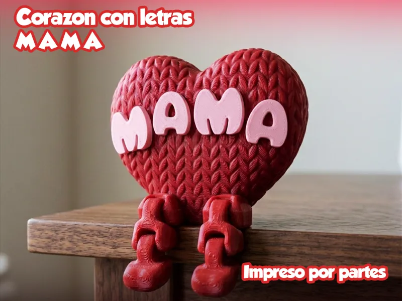 Hart met letters MAMA, flexibele benen