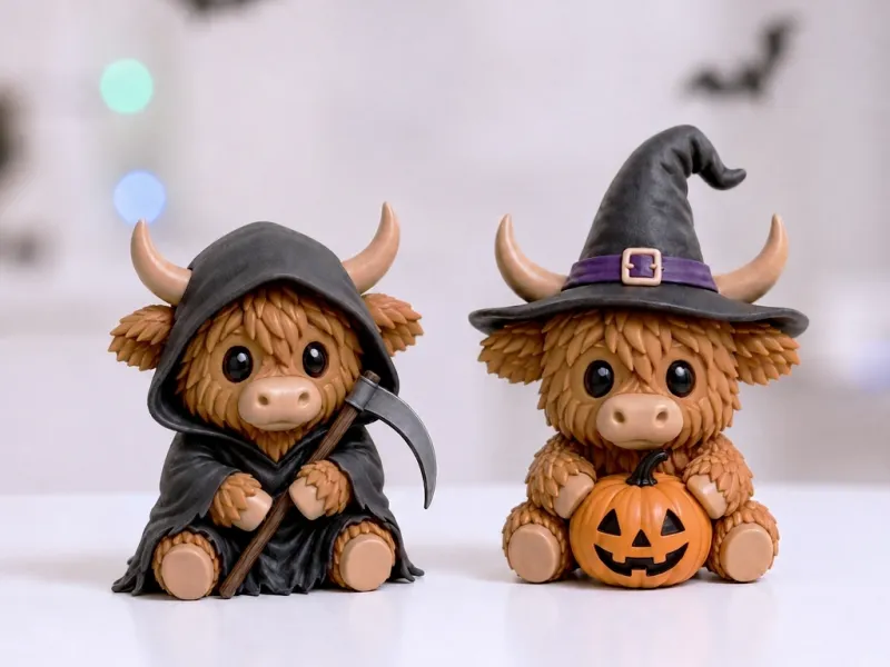 Highland Cow Halloween Figure Set