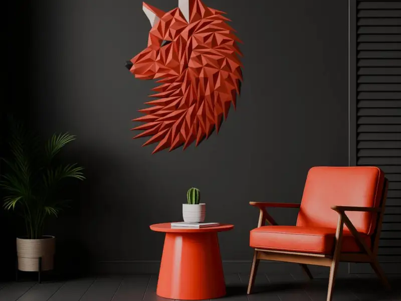 Geometric Wolf (fox) head wall art