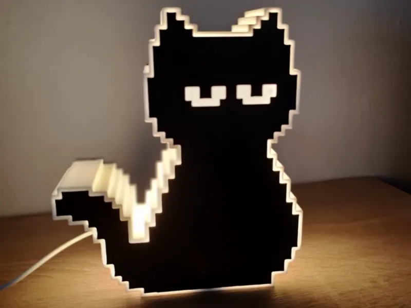 Pixel Cat lamp for LED Lamp Kit