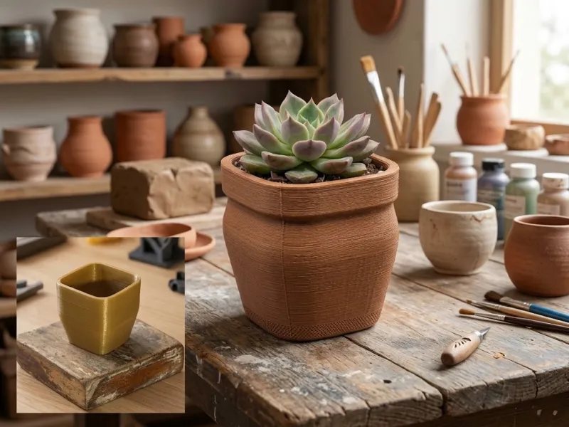 Maceta 3D para Suculentas y Cactus - Estilo Cerámico