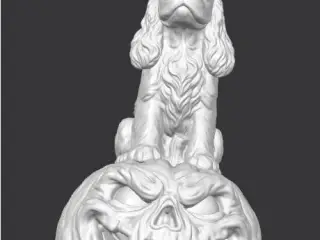 Cocker Spaniel on a Scary Pumpkin V2 AI generated
