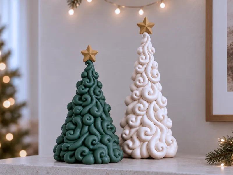 Swirl Christmas Tree Figurine | Curly Branches Xmas Statues