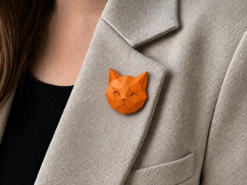 Spilla / portachiavi gatto low poly