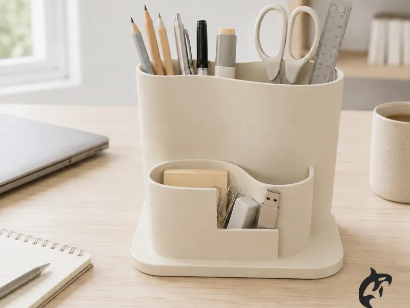 Modern Curved Desk Organizer – Minimalist Multi‑Compartment