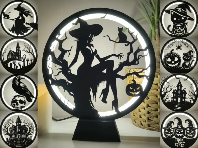 Luminária de Anel II com Painéis de Halloween