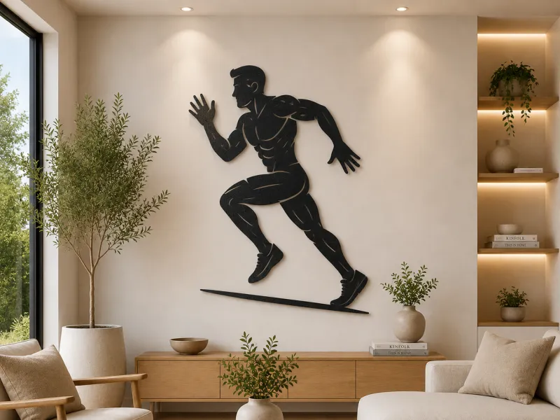 Running Athlete Silhouette 2D Wall Art