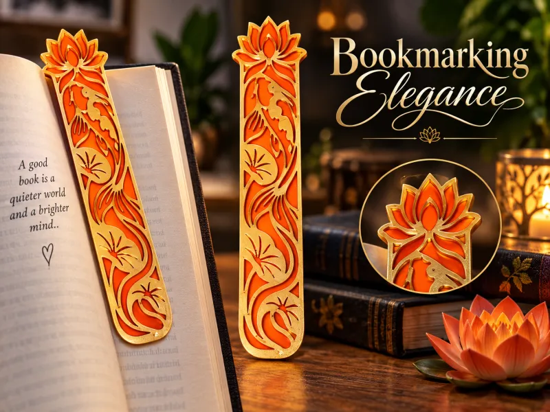 Lotus Flower Swimming Koi Fish Bookmark