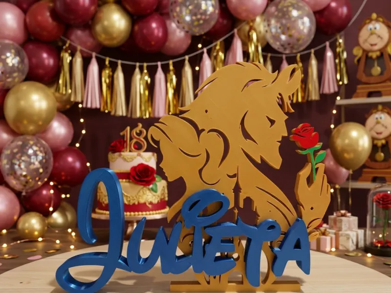 🌹 Beauty and the Beast Name Sign: Magical Decor - [Julieta]