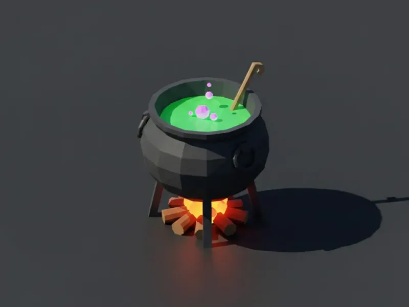 Low Poly Alchemieketel