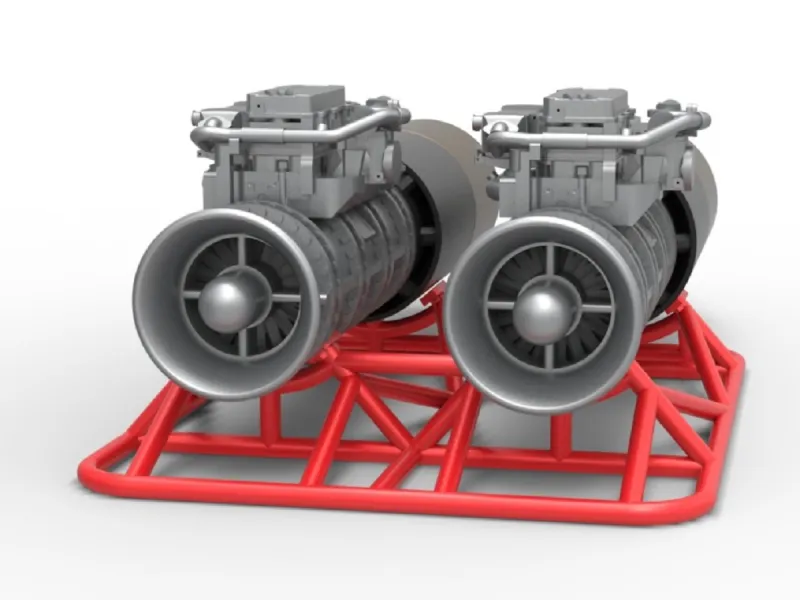 2 straalmotoren op het frame Schaal 1:25